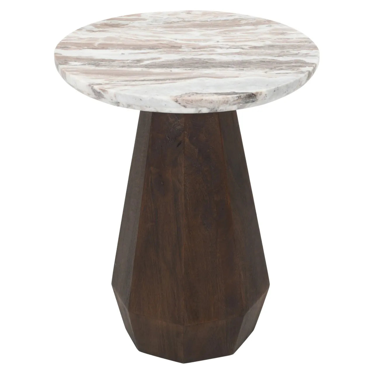 Richmond Interiors Oberoy Brown Marble Round Side Table