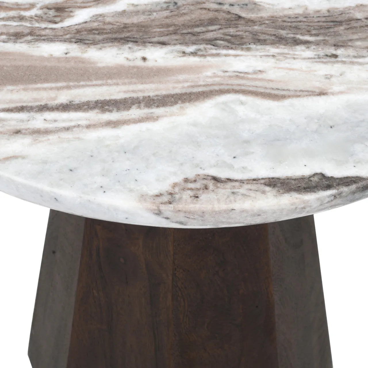 Richmond Interiors Oberoy Brown Marble Round Side Table
