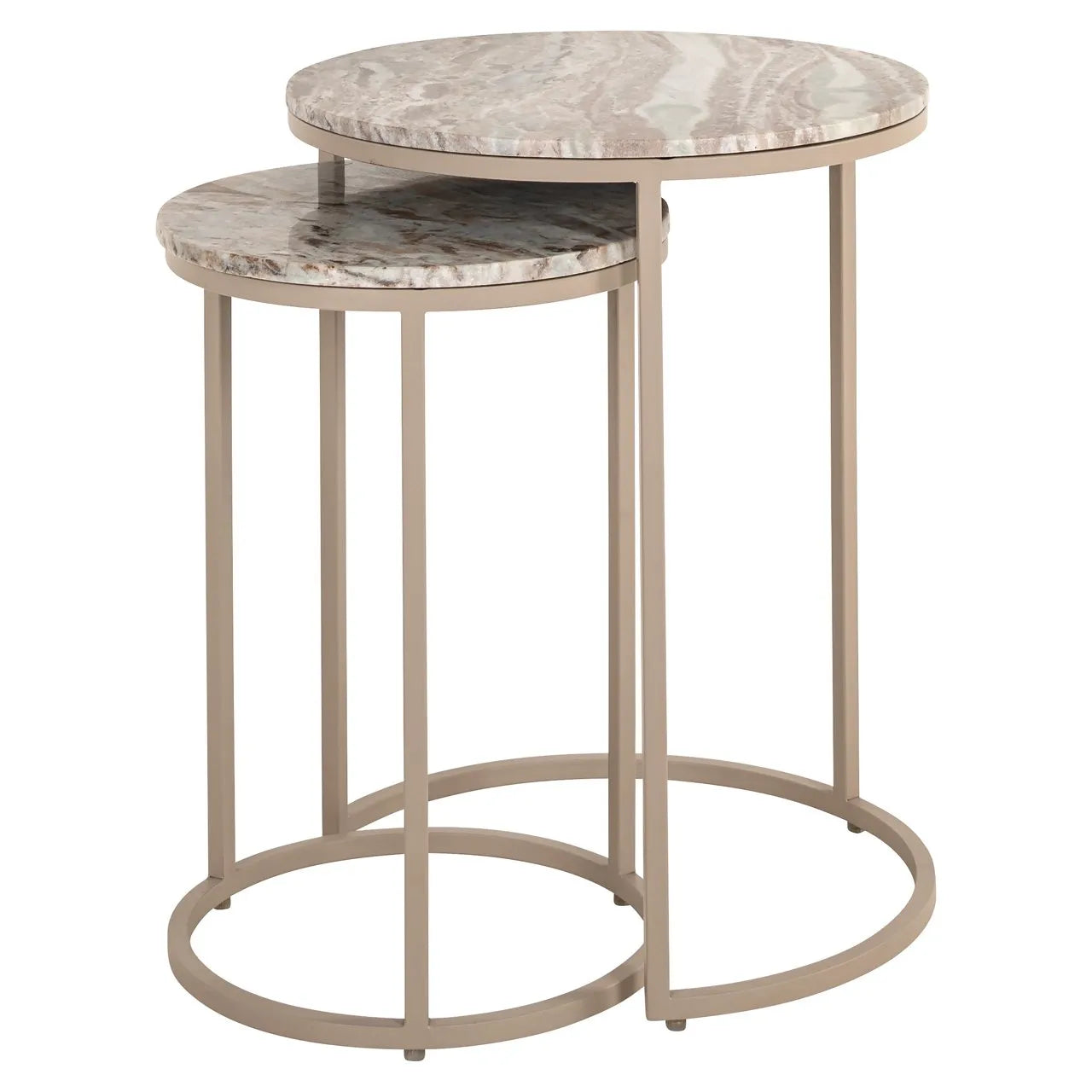 Richmond Interiors Fairfax Brown Marble Side Table Nest | Set Of 2
