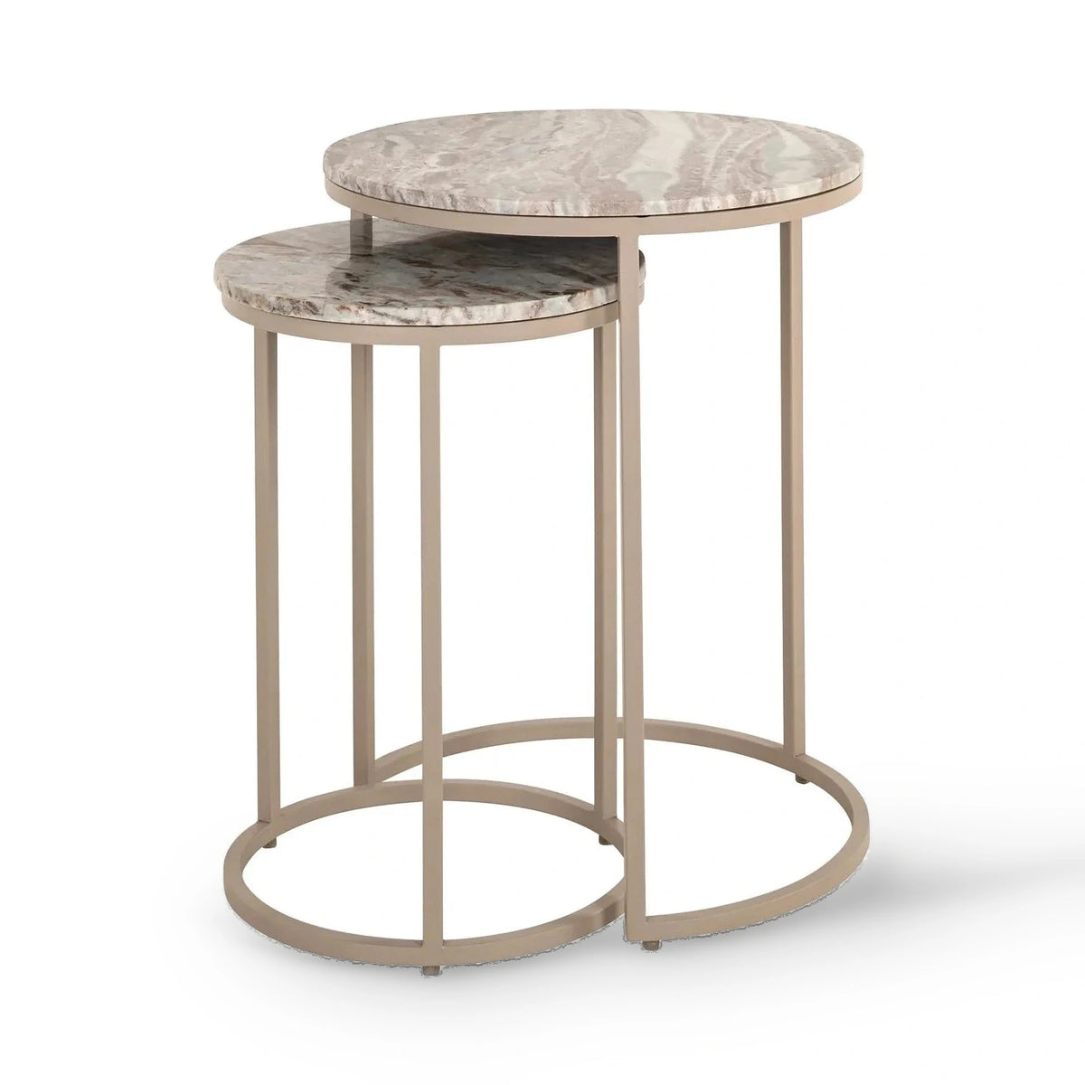Richmond Interiors Fairfax Brown Marble Side Table Nest | Set Of 2