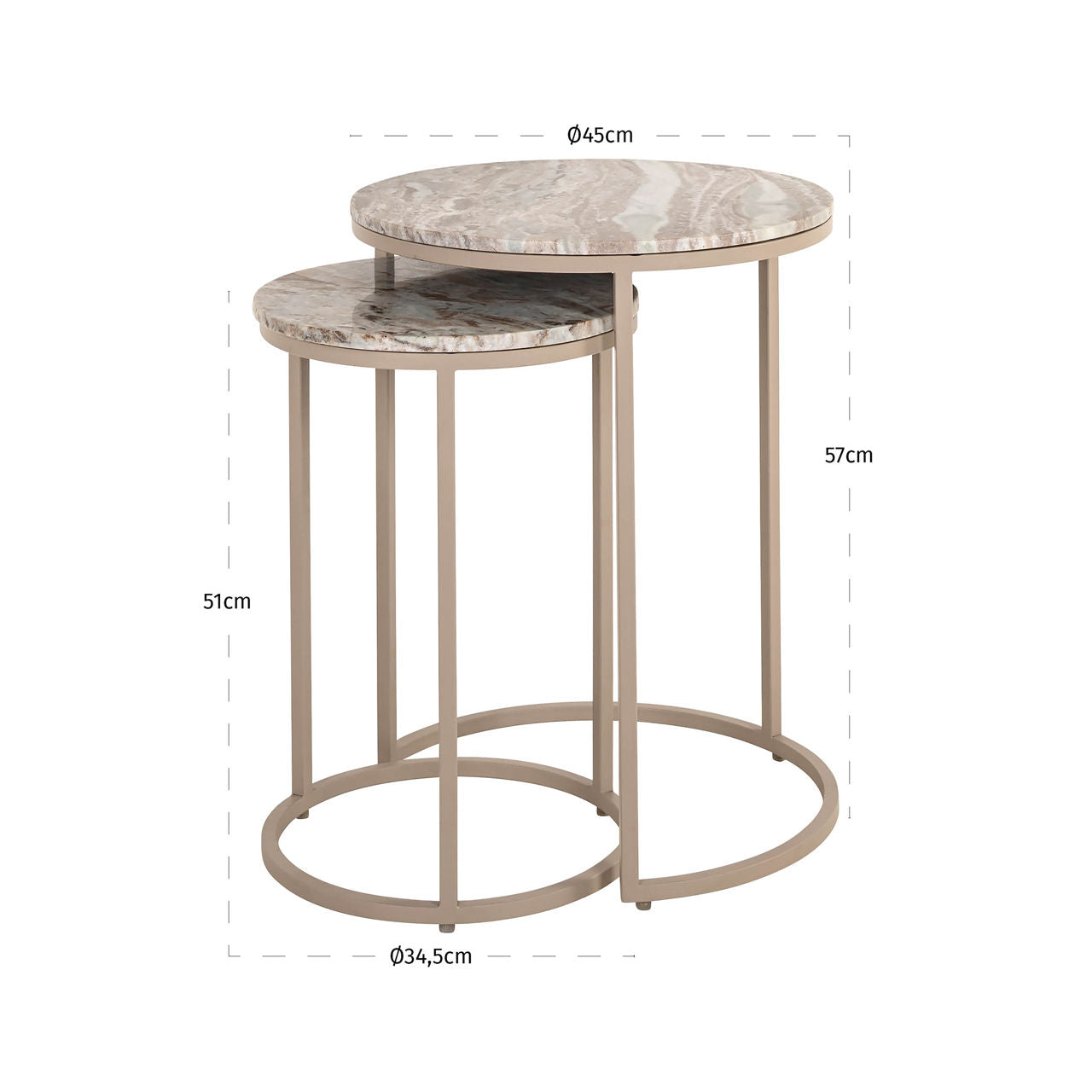 End table Fairfax stone (Set of 2)
