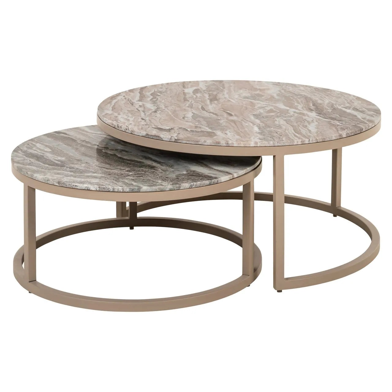 Richmond Interiors Fairfax Brown Marble Coffee Table Nest | Set Of 2