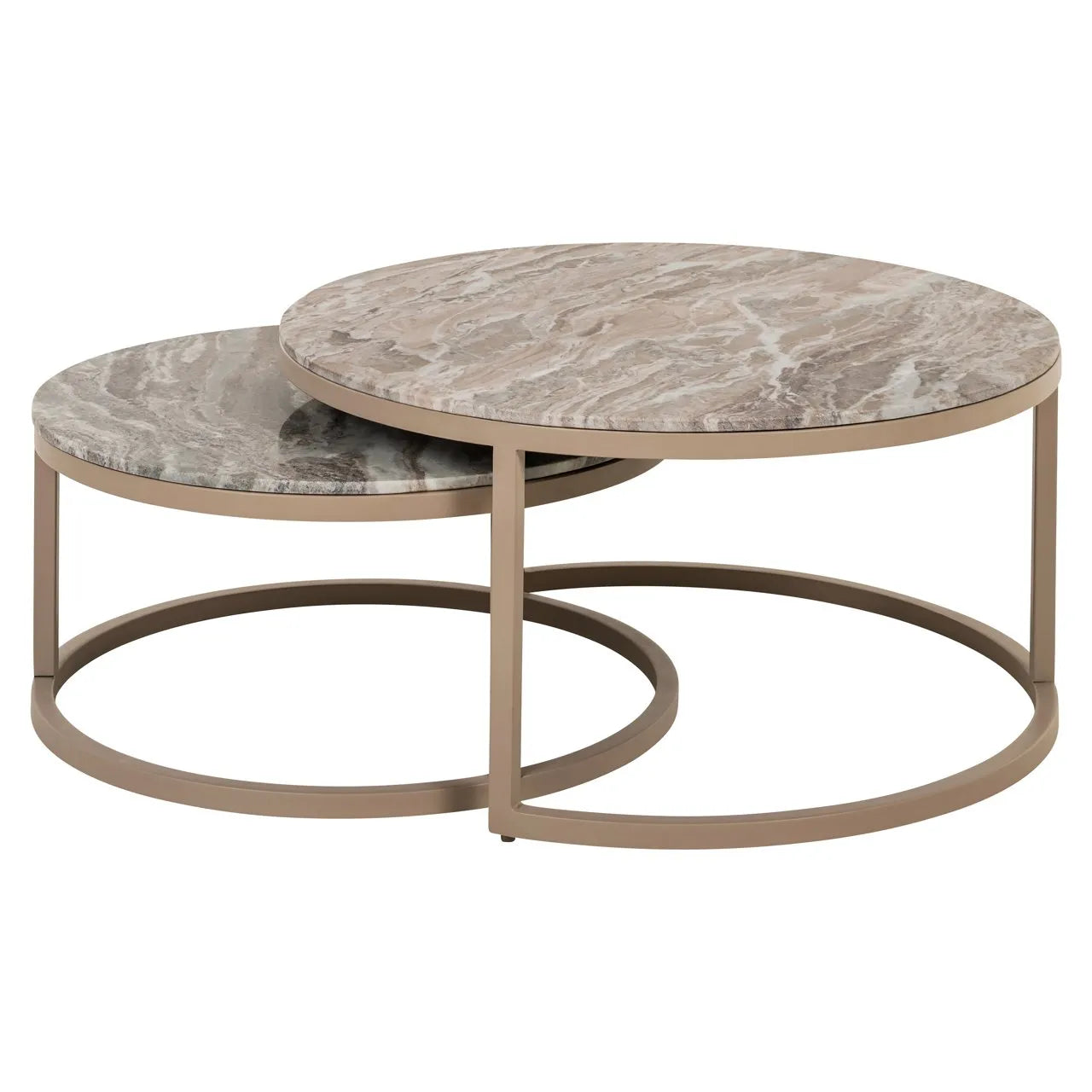 Richmond Interiors Fairfax Brown Marble Coffee Table Nest | Set Of 2