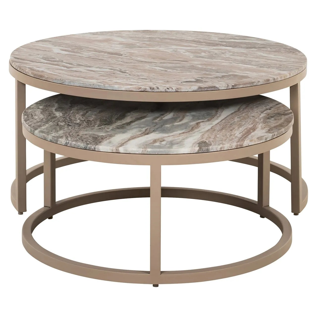 Richmond Interiors Fairfax Brown Marble Coffee Table Nest | Set Of 2