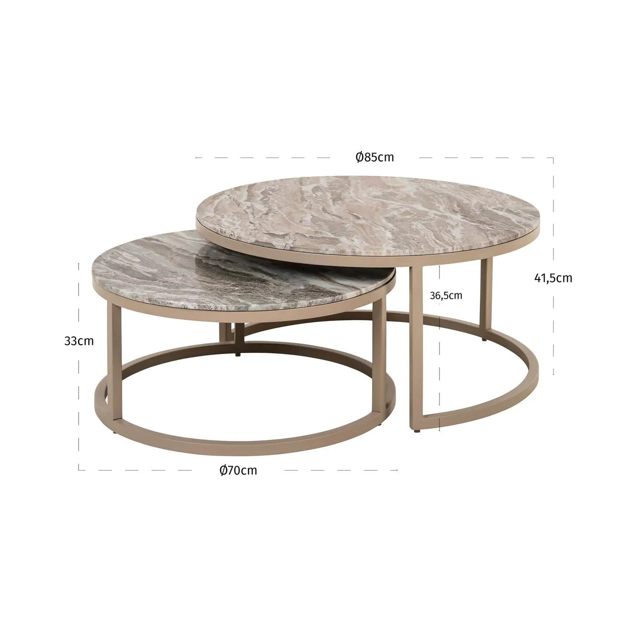 Richmond Interiors Fairfax Brown Marble Coffee Table Nest | Set Of 2