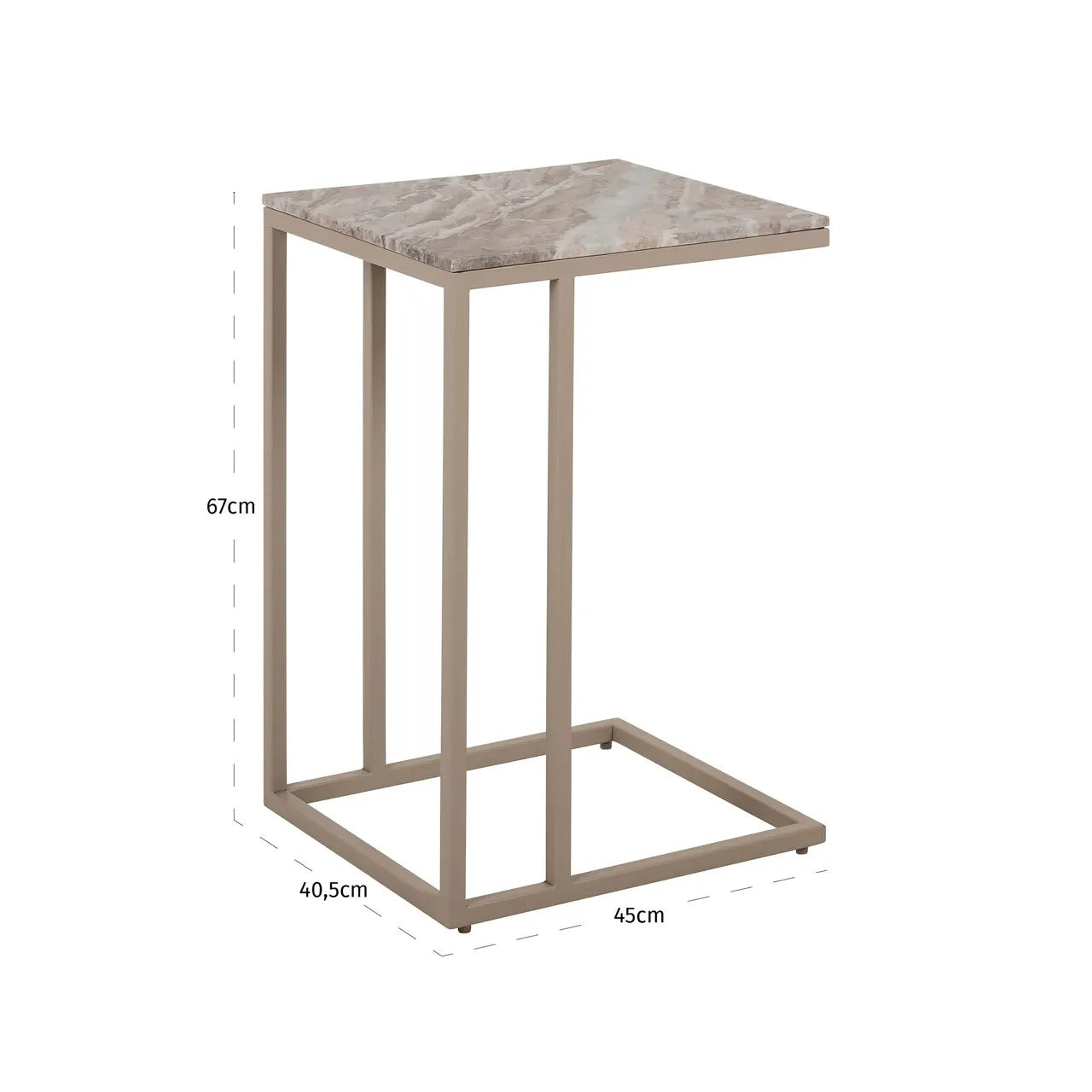 Richmond Interiors Fairfax Brown Marble Square Side Table