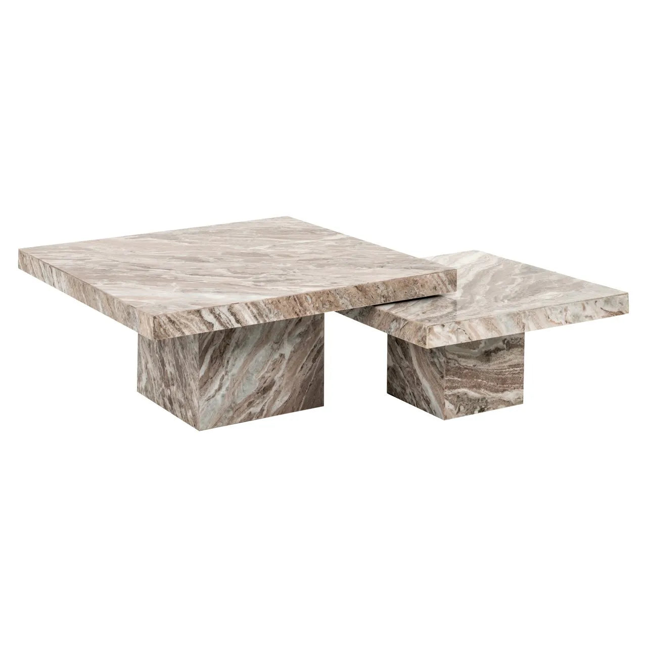 Richmond Interiors Rashford Greige Marble Coffee Table Nest | Set Of 2