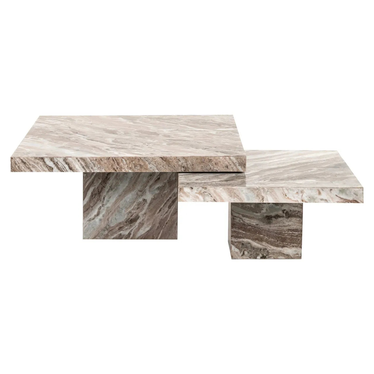 Richmond Interiors Rashford Greige Marble Coffee Table Nest | Set Of 2