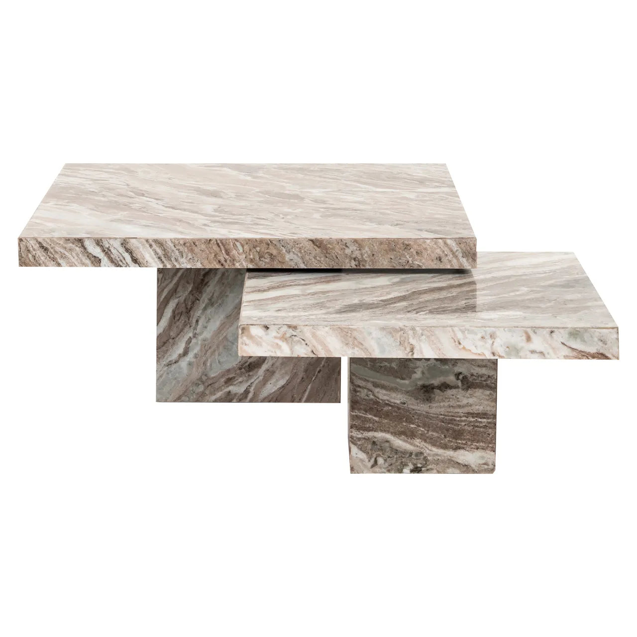 Richmond Interiors Rashford Greige Marble Coffee Table Nest | Set Of 2