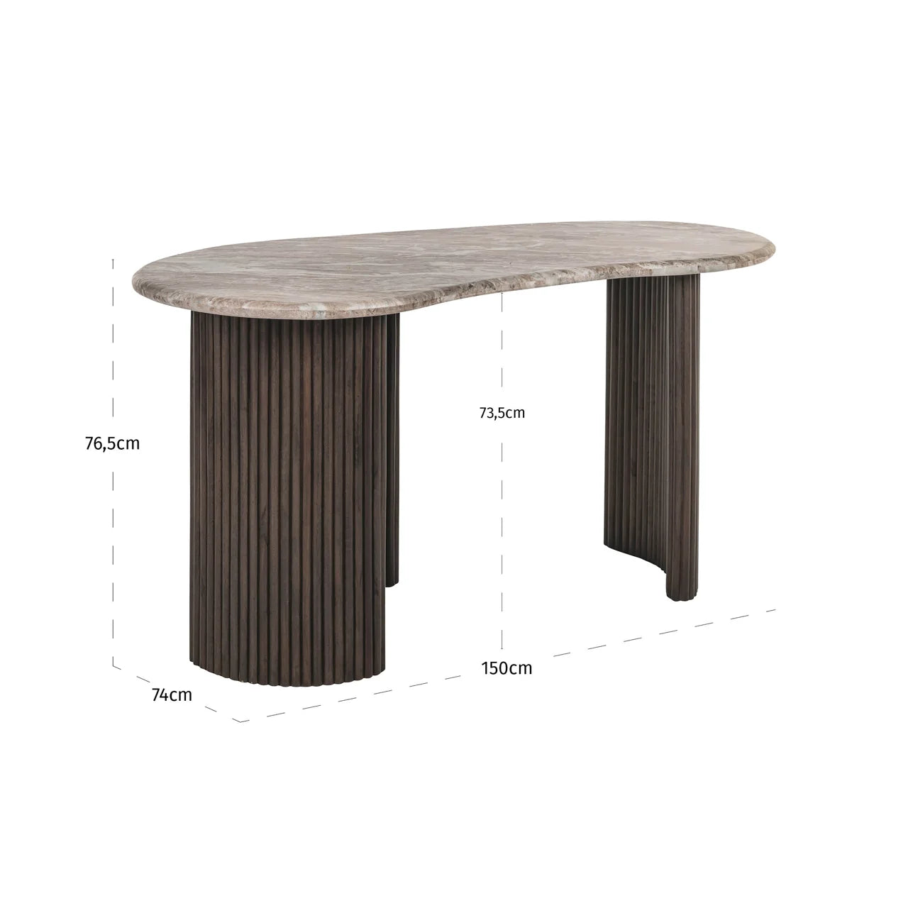 Richmond Interiors Rashford Brown Oak Wood & Marble Desk