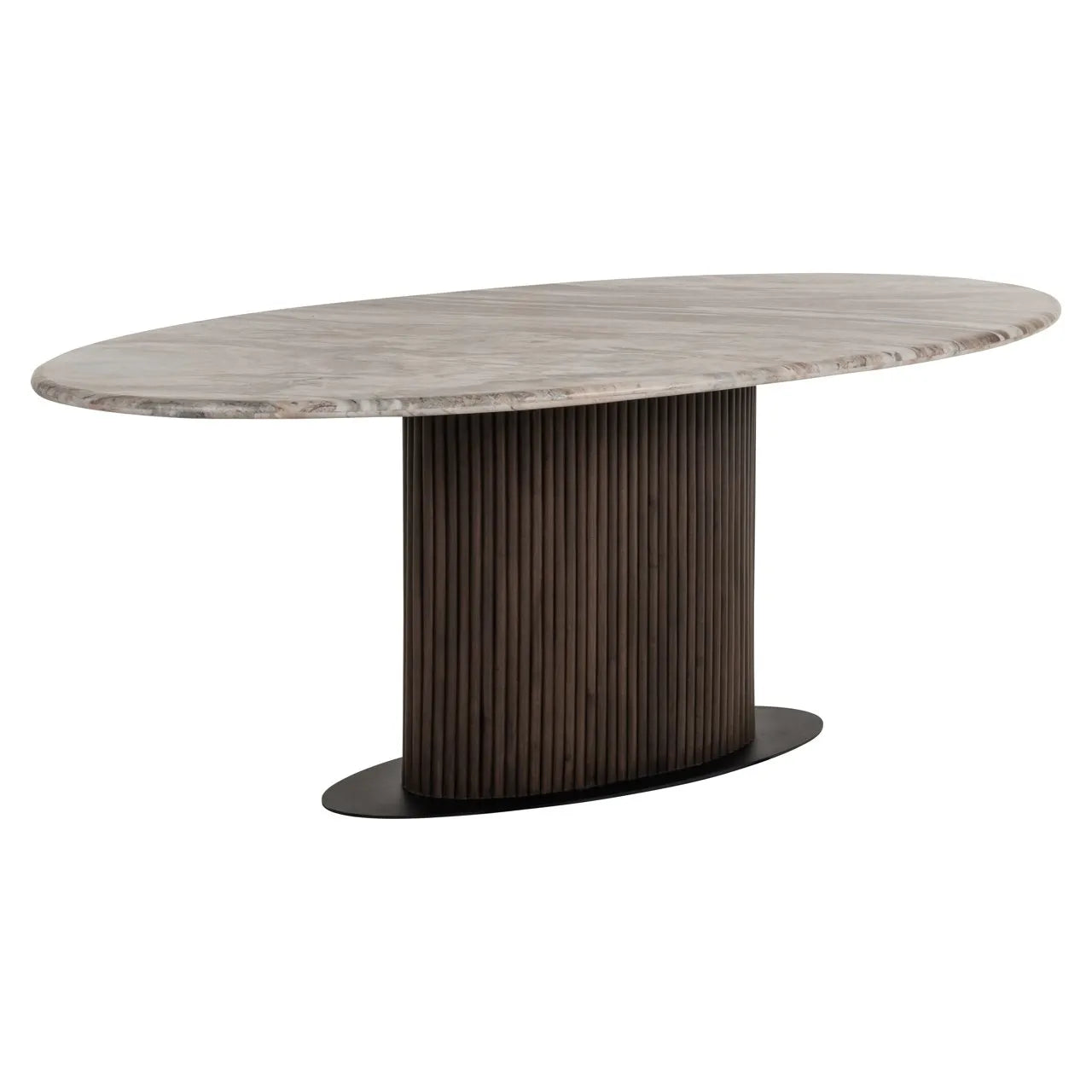 Richmond Interiors Rasford Brown Oak & Marble Oval Dining Table 200cm