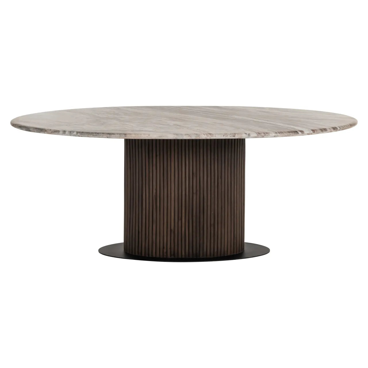 Richmond Interiors Rasford Brown Oak & Marble Oval Dining Table 200cm
