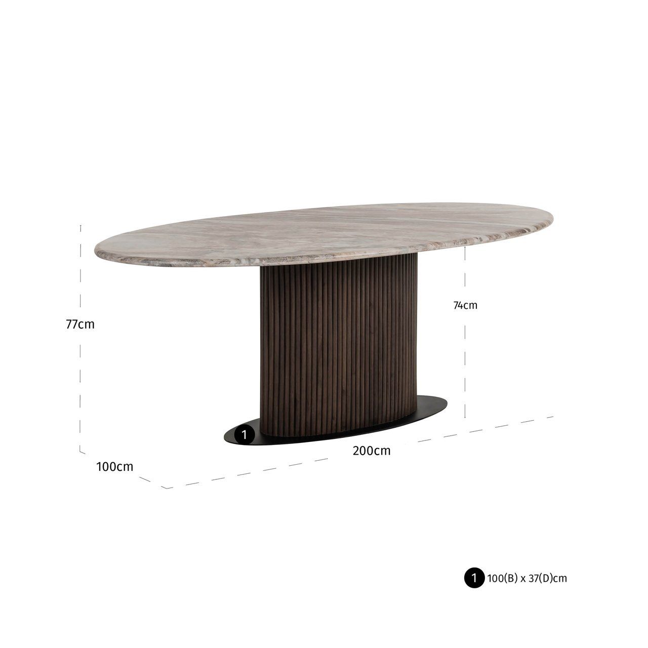 Dining table Rasford dark brown oval 200