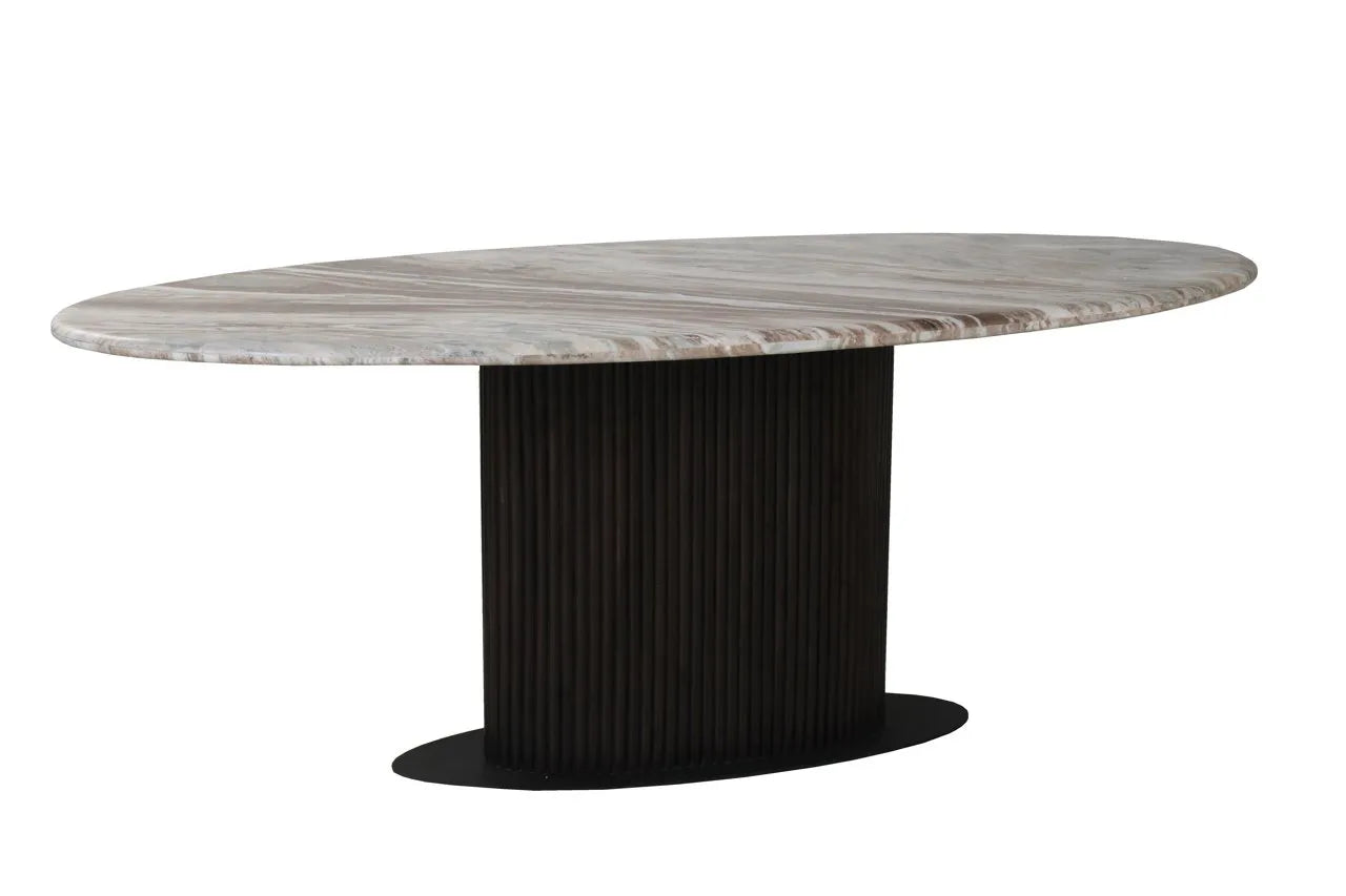 Richmond Interiors Rasford Brown Oak & Marble Oval Dining Table 200cm