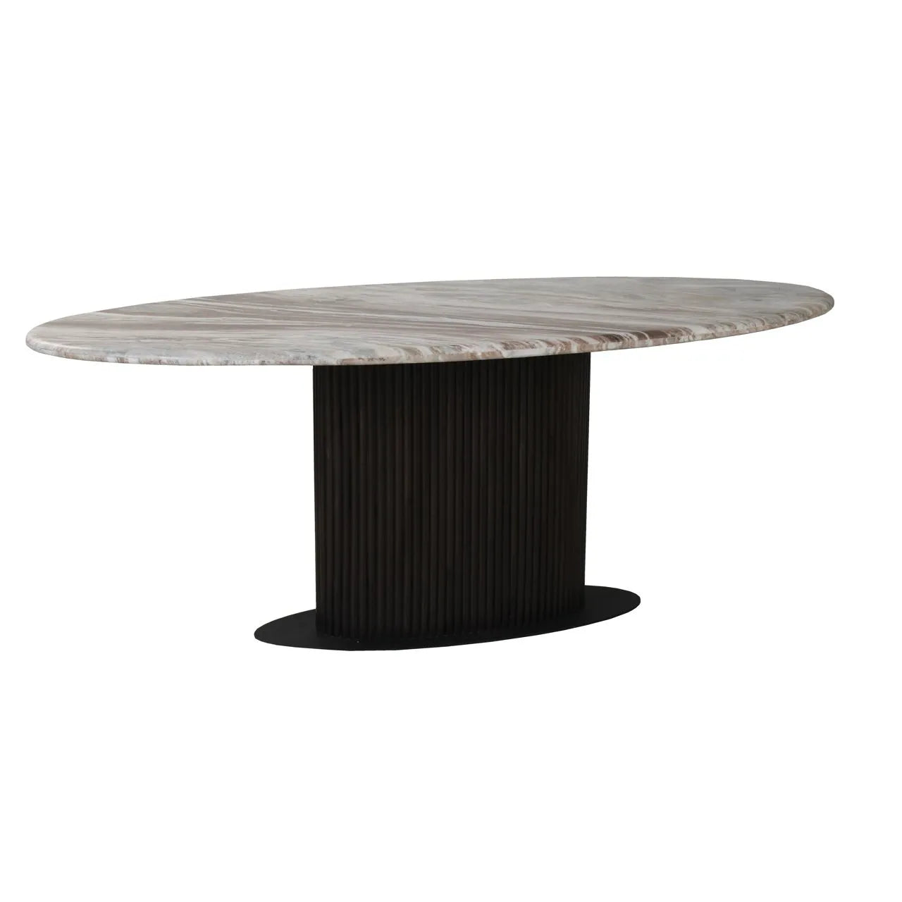 Richmond Interiors Rasford Brown Oak & Marble Oval Dining Table 200cm