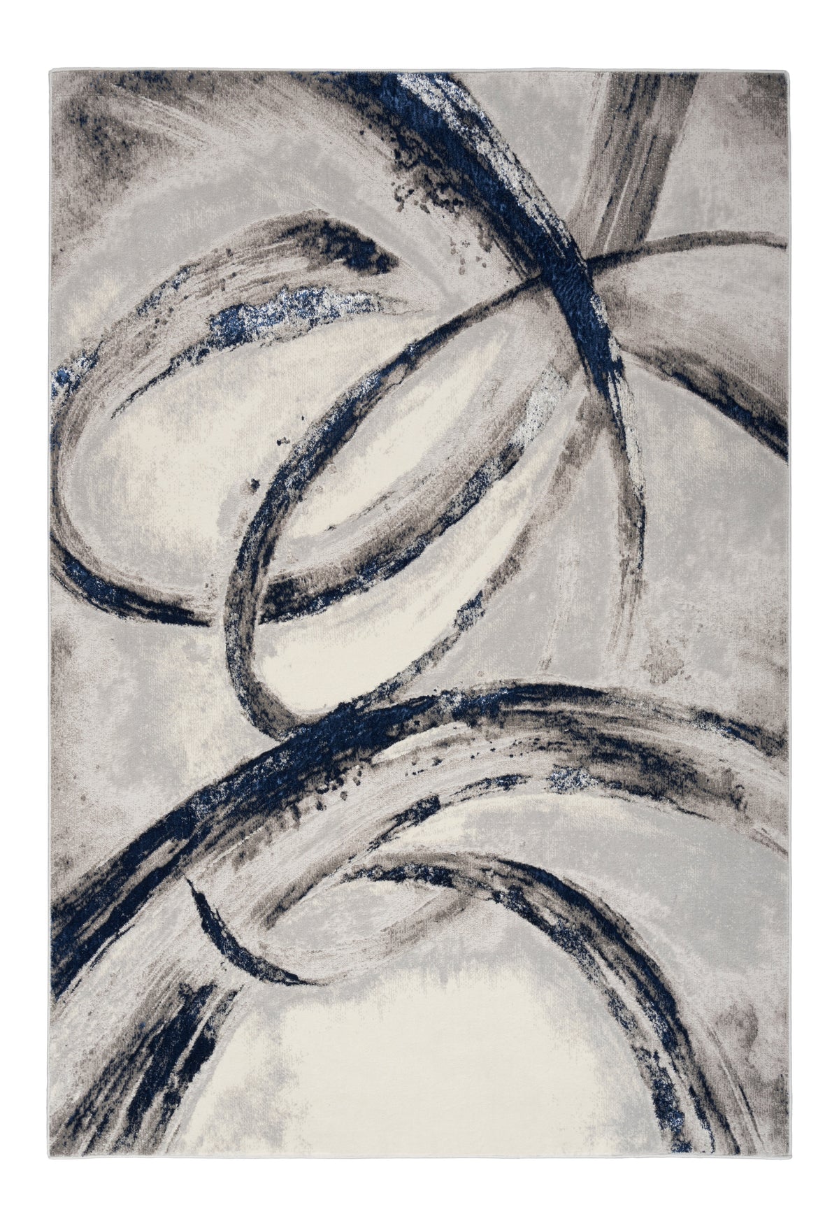 Nourison Brushstrokes BSK02 Grey/Navy Blue Large Rectangle Rug