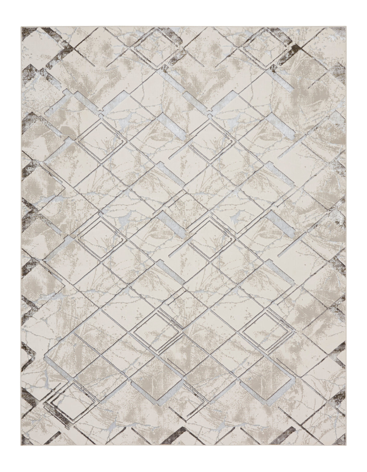 Nourison Glitz GLZ02 Ivory/Grey Large Rectangle Rug
