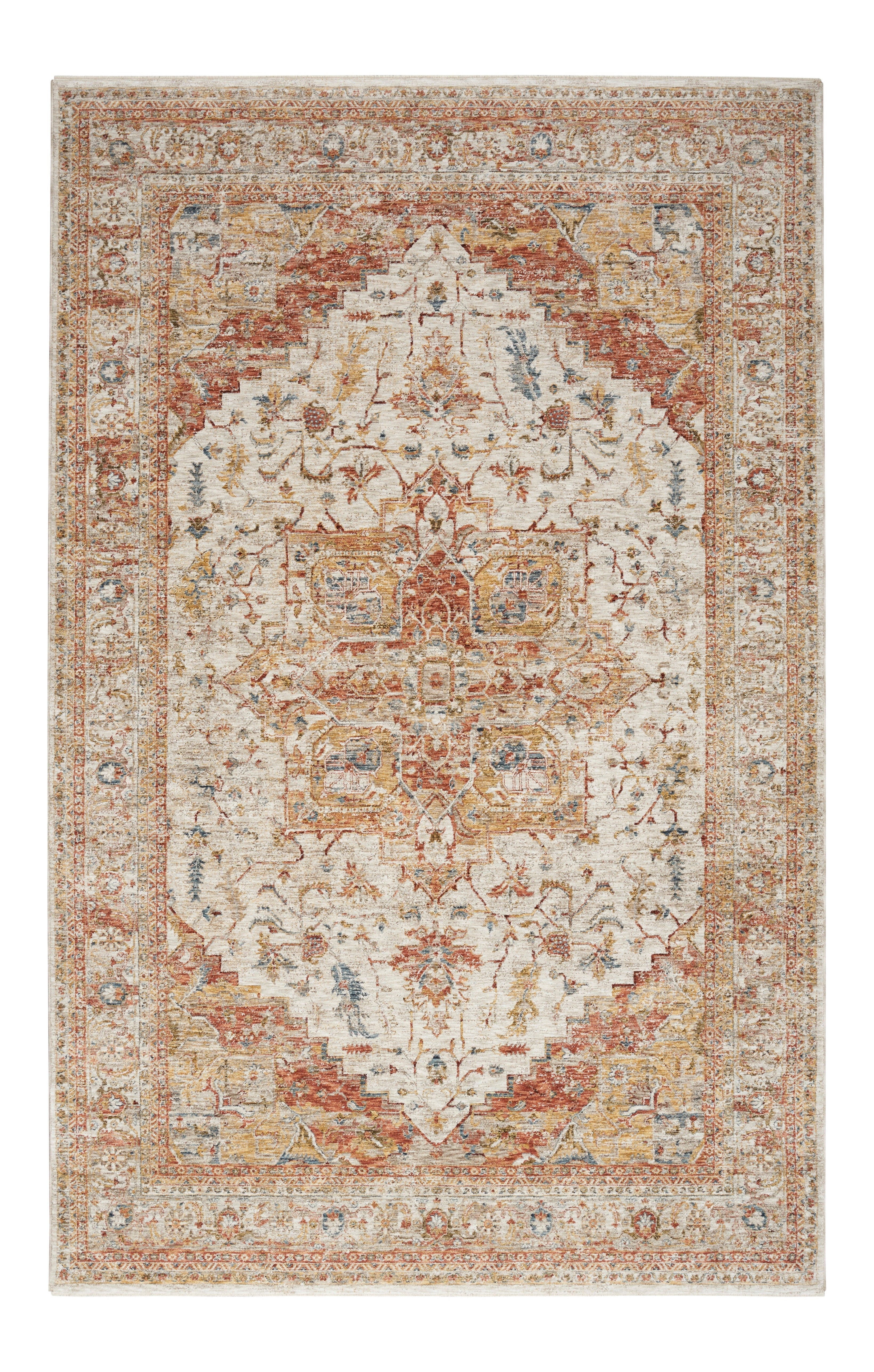 Nourison Sahar SHR06 Ivory/Rust Orange Large Rectangle Rug