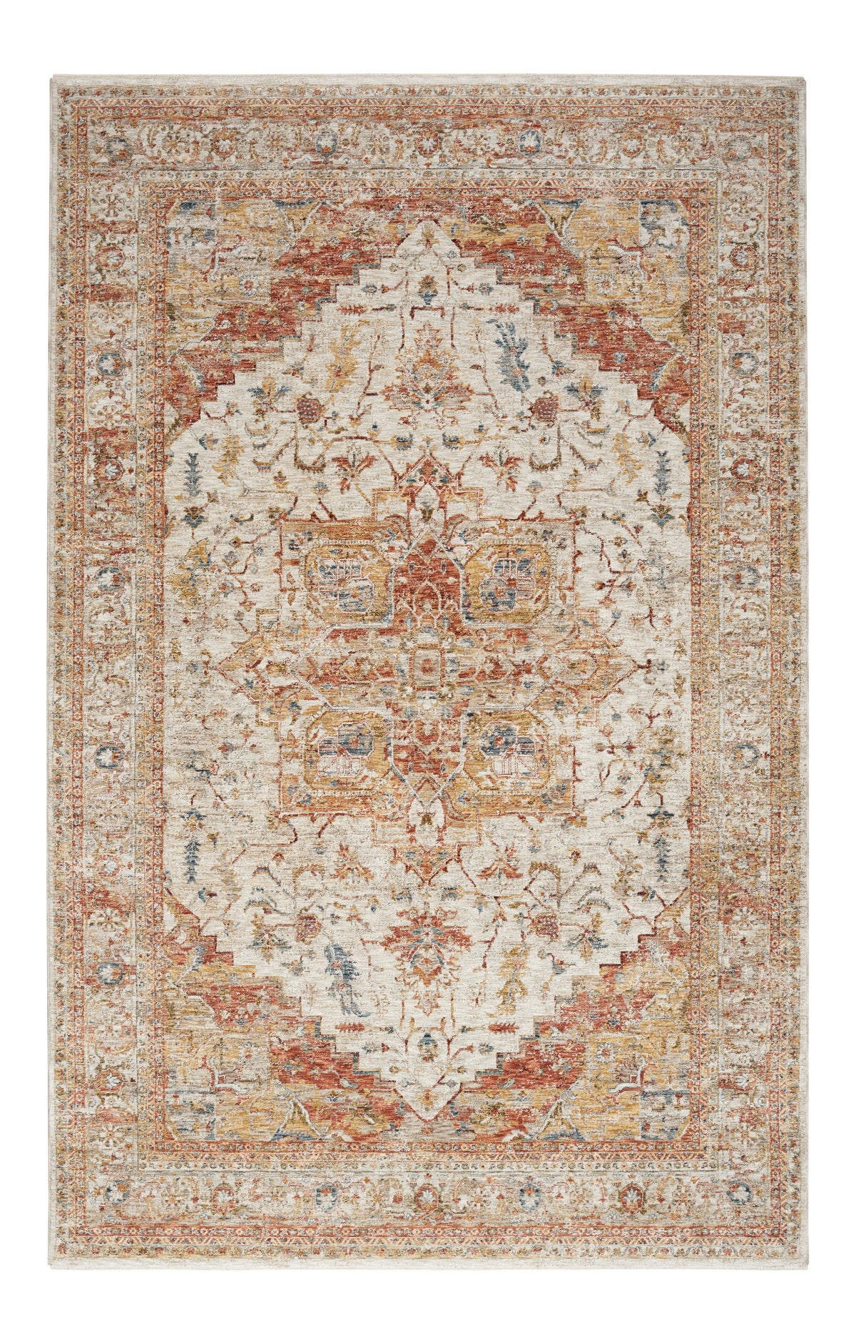 Nourison Sahar SHR06 Ivory/Rust Orange Large Rectangle Rug