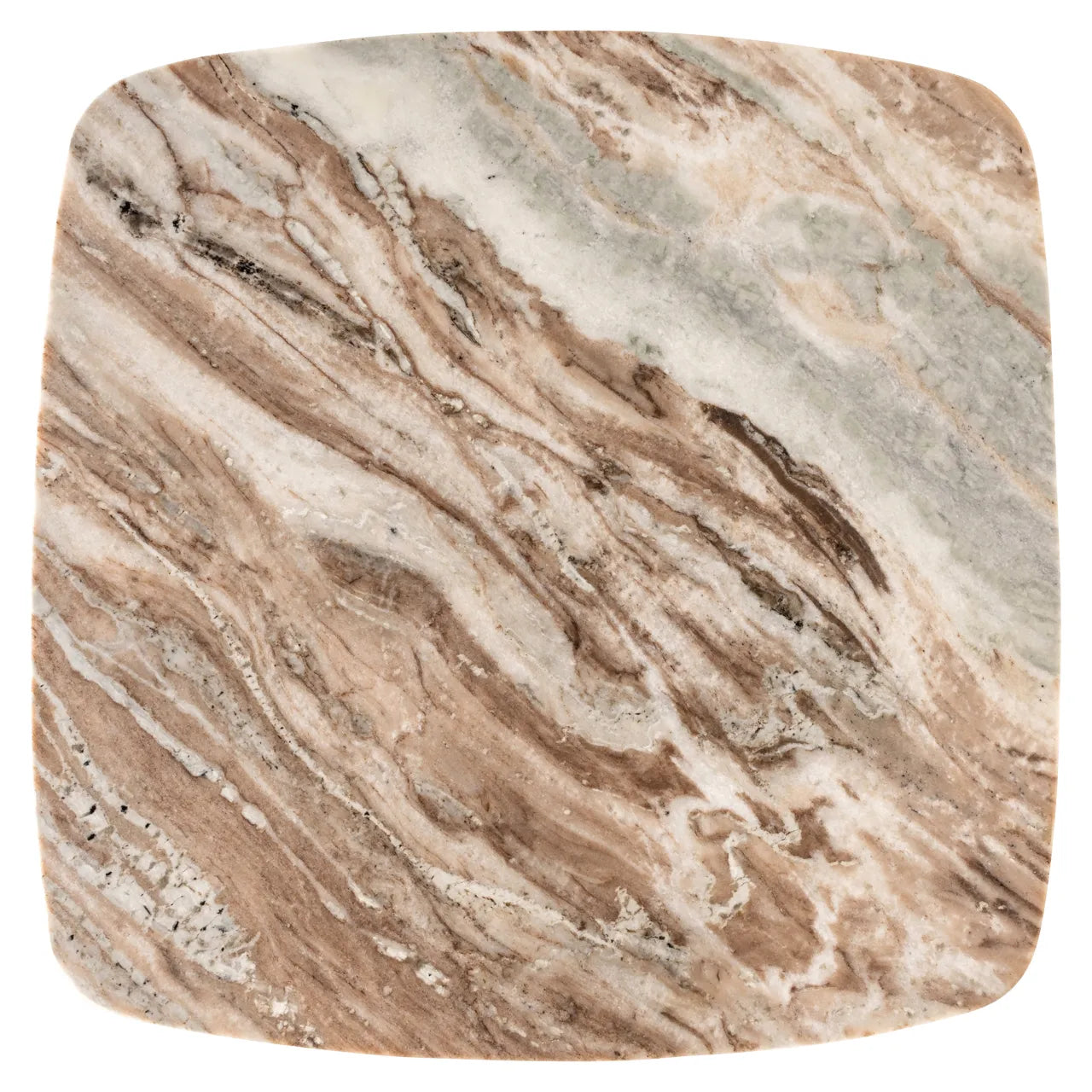 Richmond Interiors Bottega Danish Brown Marble & Gold Square Side Table