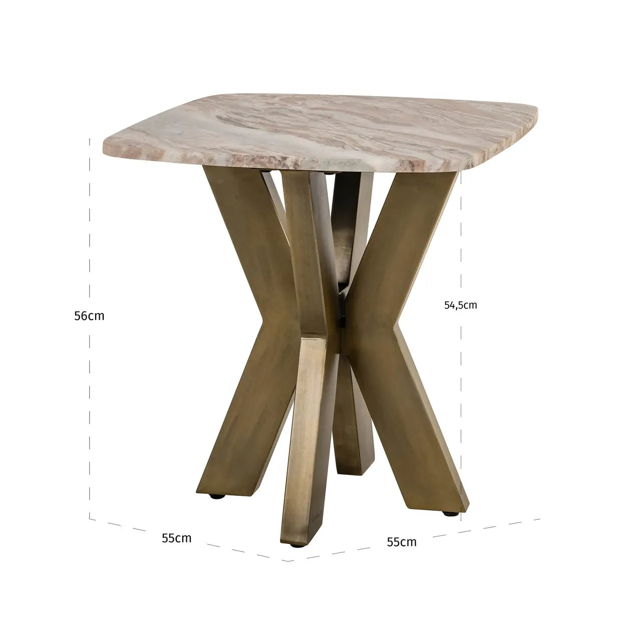 Richmond Interiors Bottega Danish Brown Marble & Gold Square Side Table