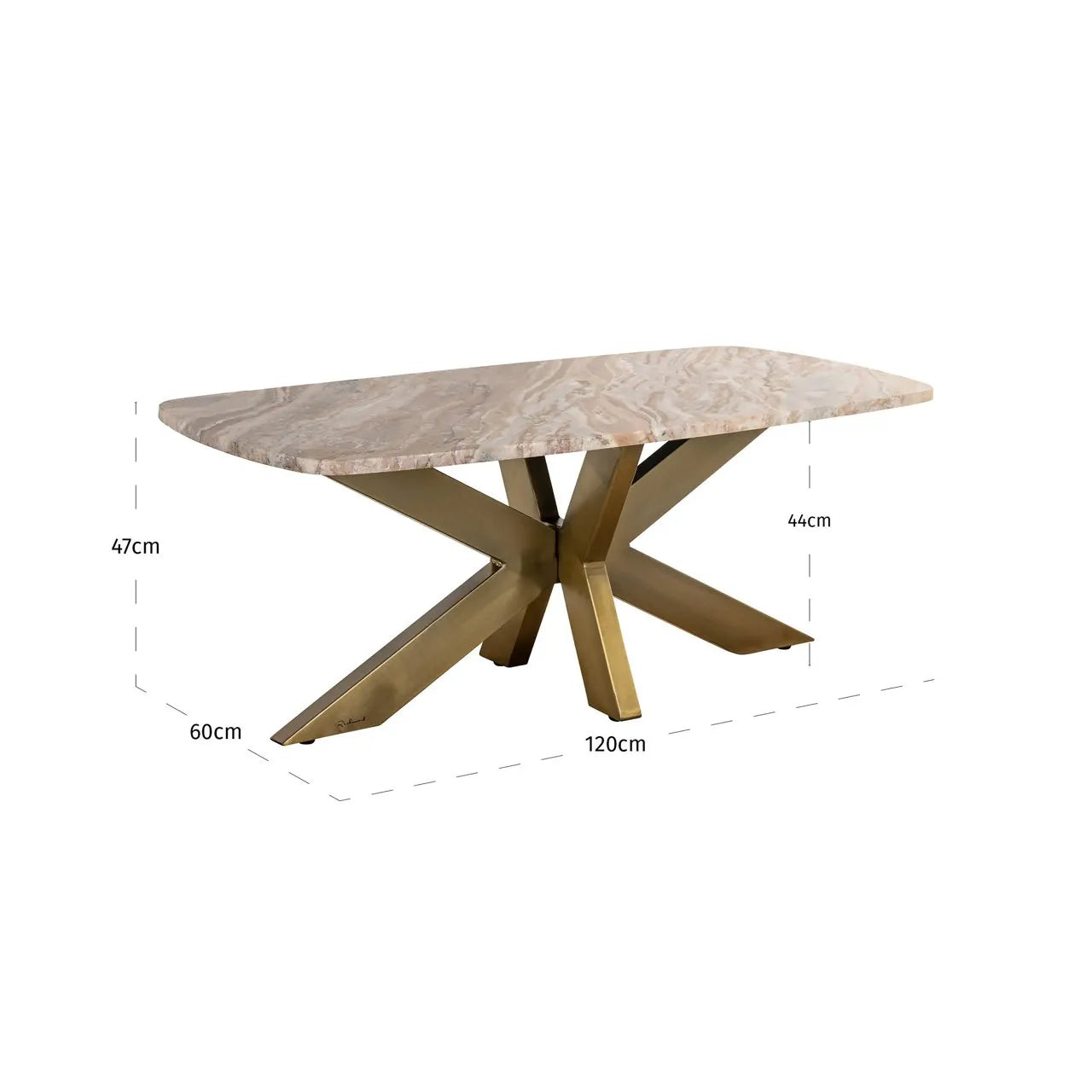 Richmond Interiors Bottega Brown Marble & Gold Coffee Table