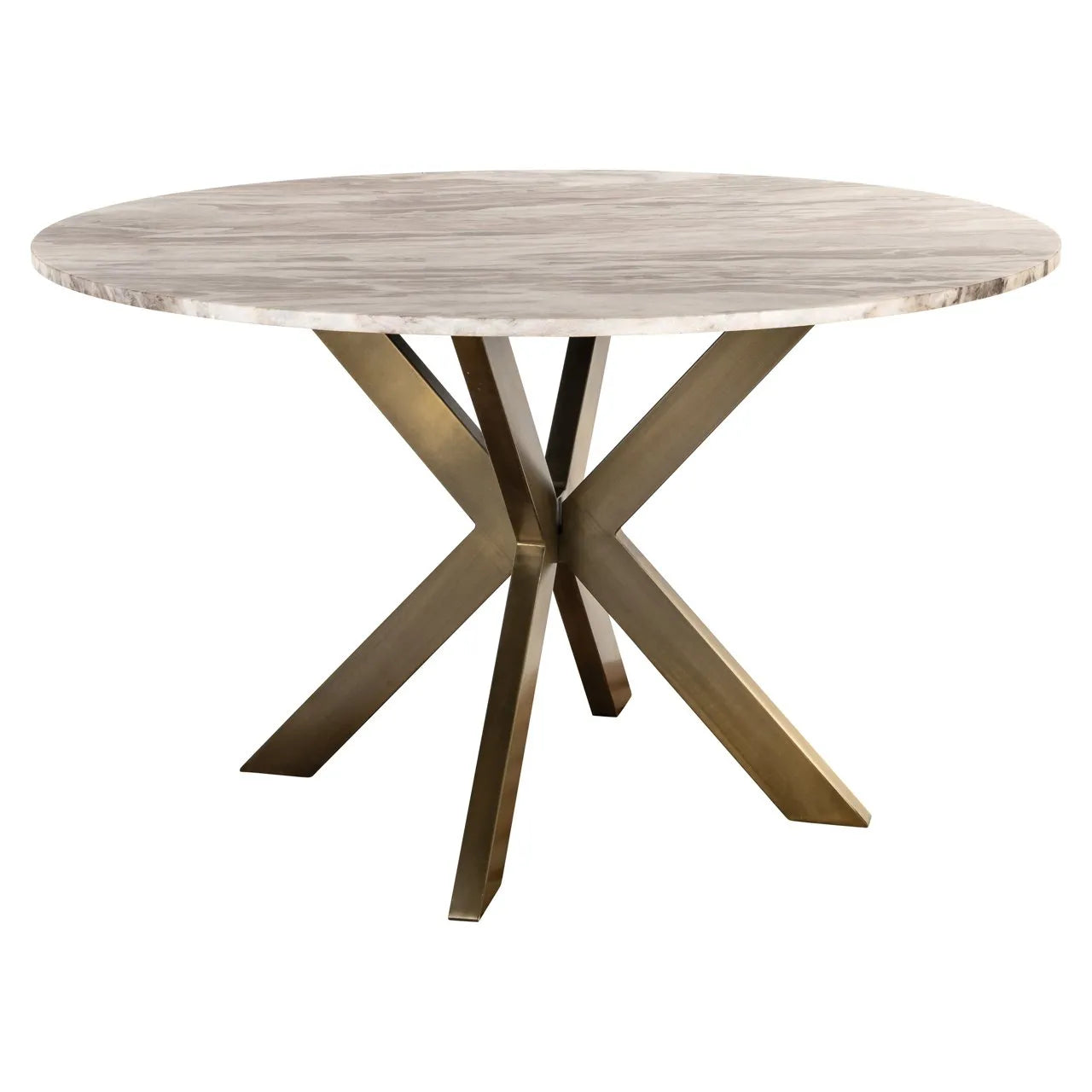 Richmond Interiors Bottega Danish Brown Marble & Gold Round Dining Table