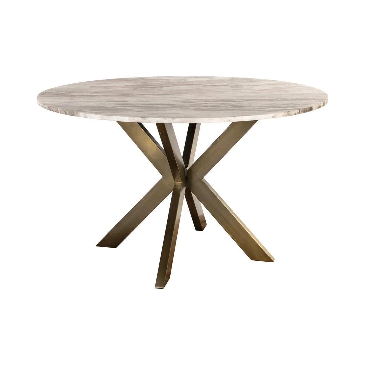 Richmond Interiors Bottega Danish Brown Marble & Gold Round Dining Table