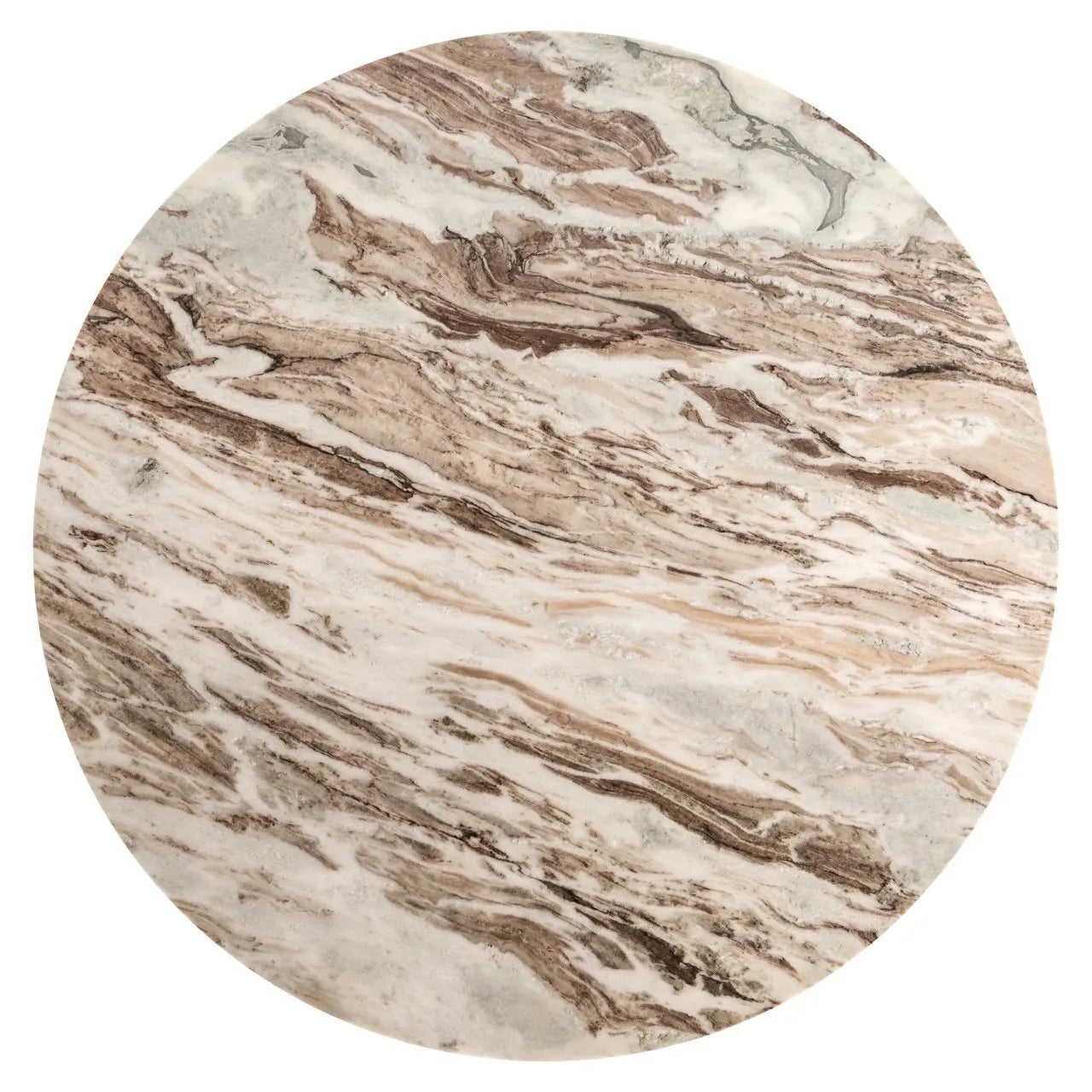 Richmond Interiors Bottega Danish Brown Marble & Gold Round Dining Table