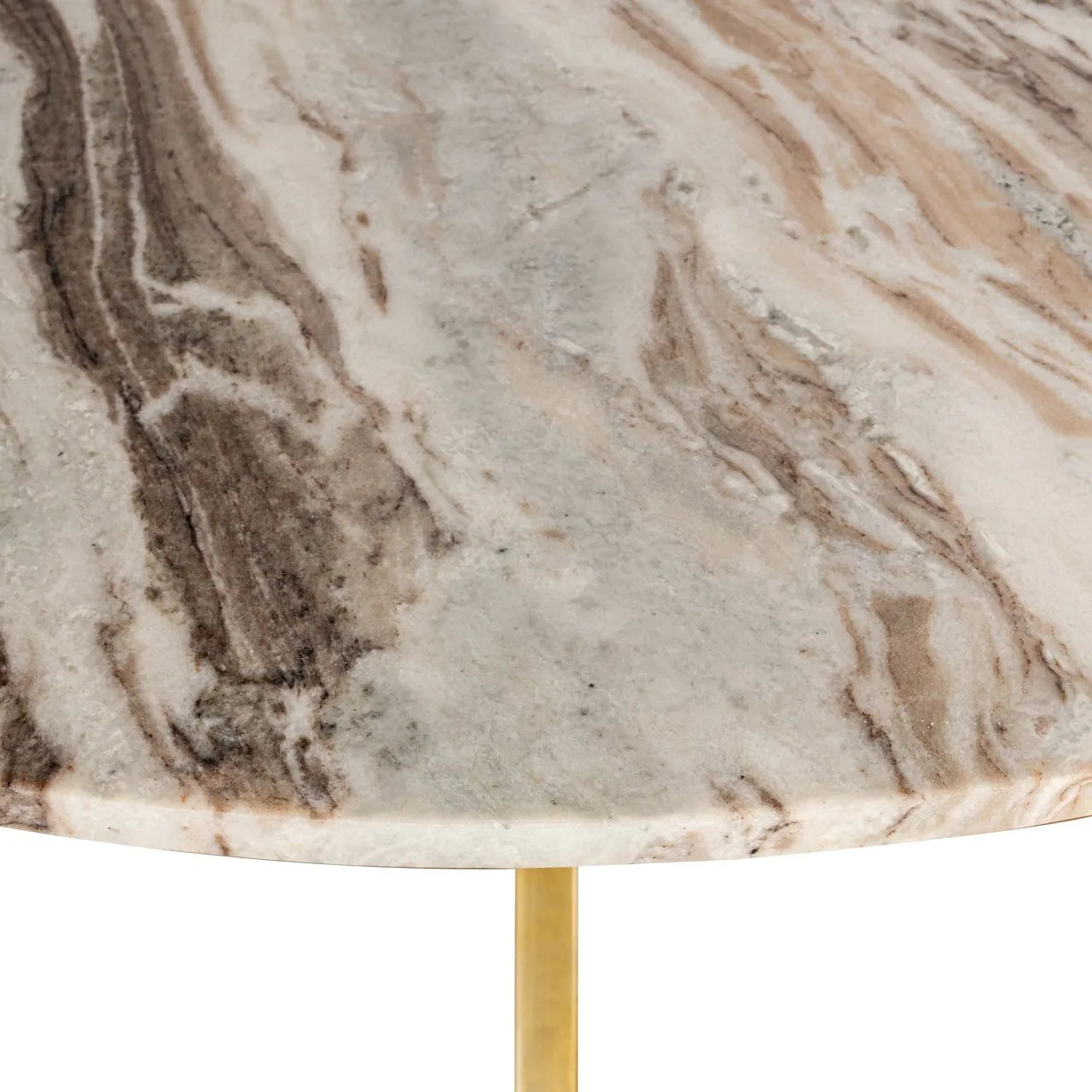 Richmond Interiors Bottega Danish Brown Marble & Gold Round Dining Table