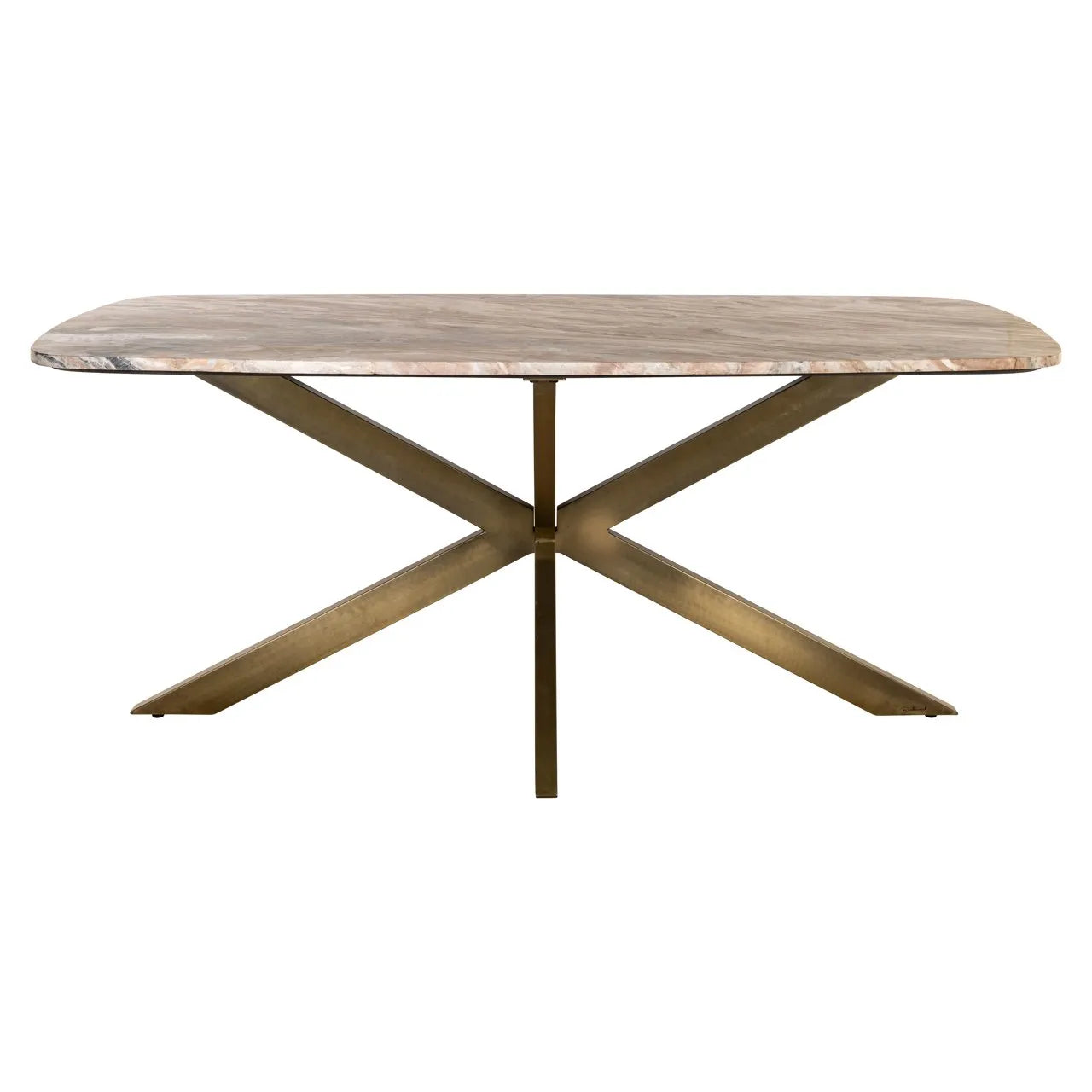 Richmond Interiors Bottega Danish Brown Marble & Gold Oval Dining Table 190cm