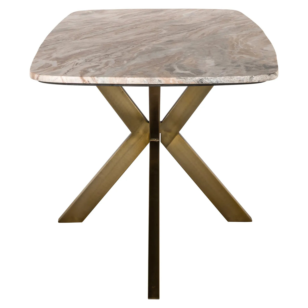 Richmond Interiors Bottega Danish Brown Marble & Gold Oval Dining Table 190cm