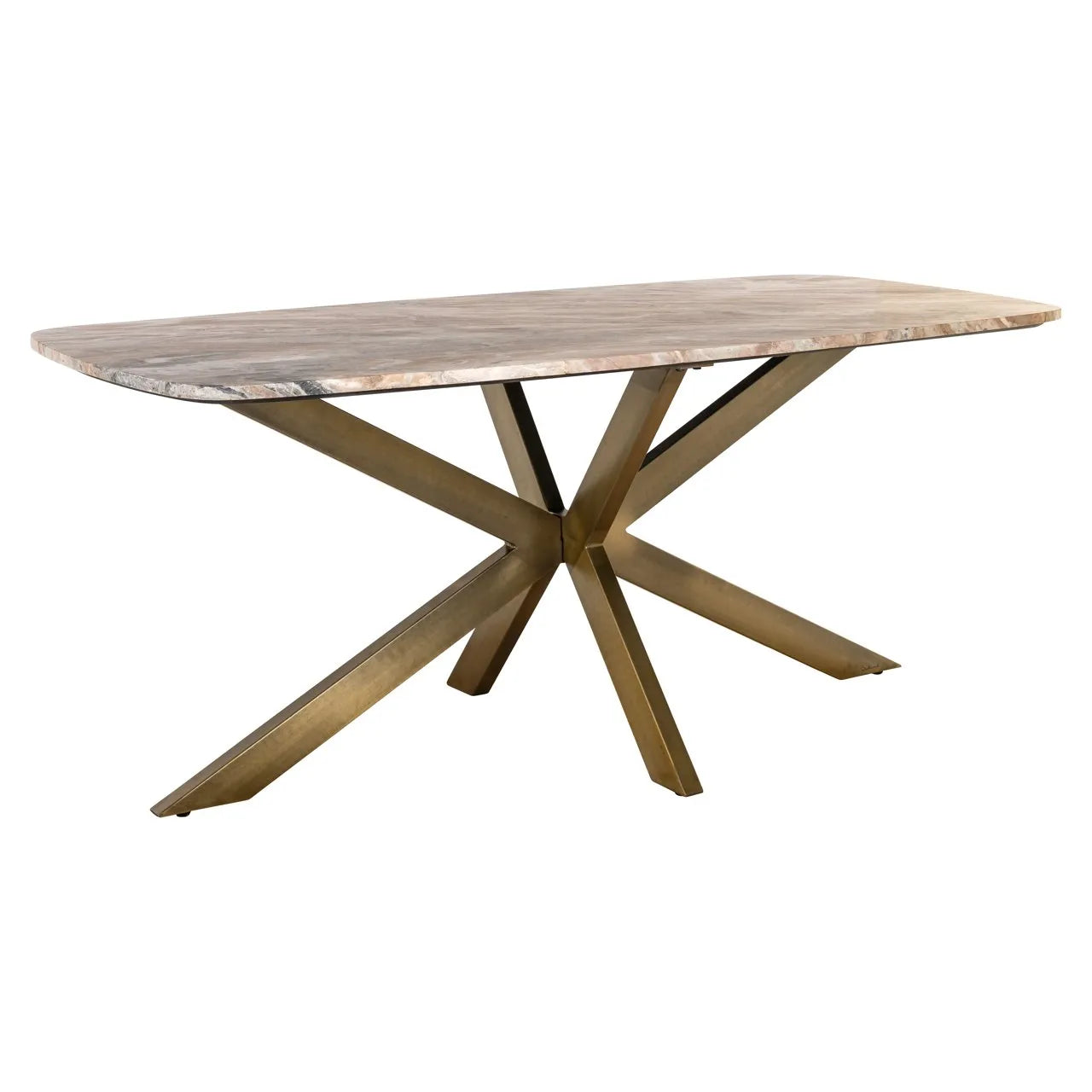 Richmond Interiors Bottega Danish Brown Marble & Gold Oval Dining Table 220cm