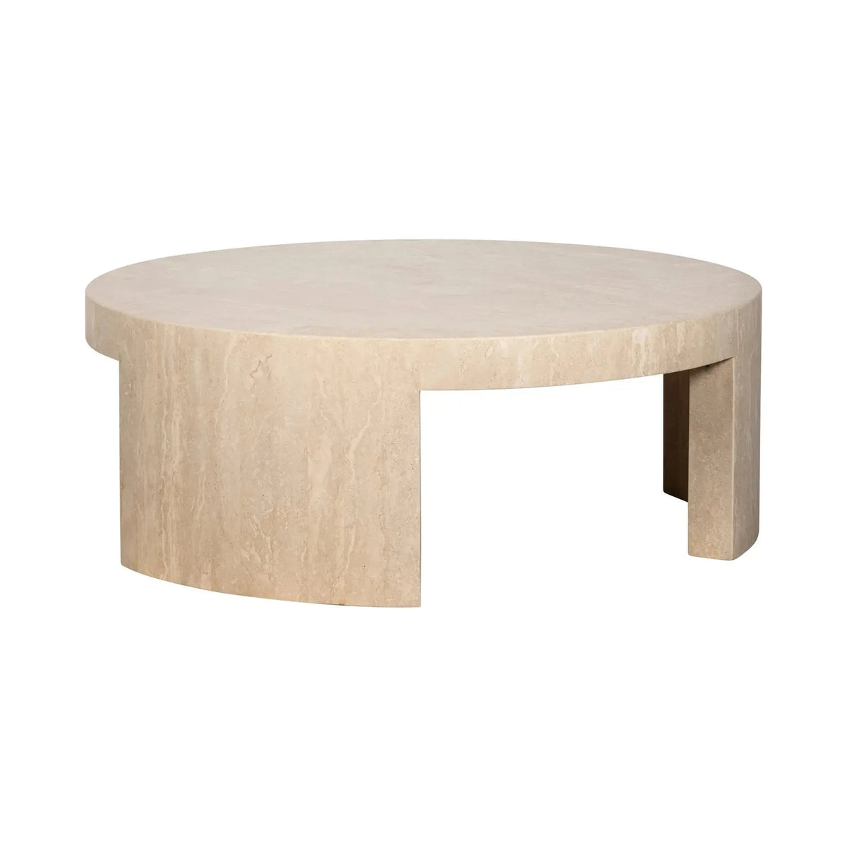 Richmond Interiors Biltmore Italian Beige Travertine Round Coffee Table