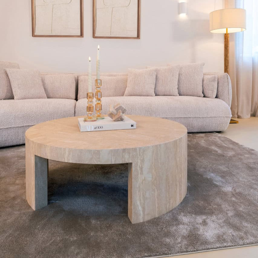 Coffee table round Biltmore italian travertine (Beige)