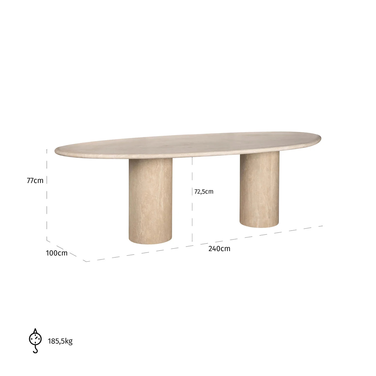 Richmond Interiors Renaissance Italian Travertine Beige Oval Dining Table