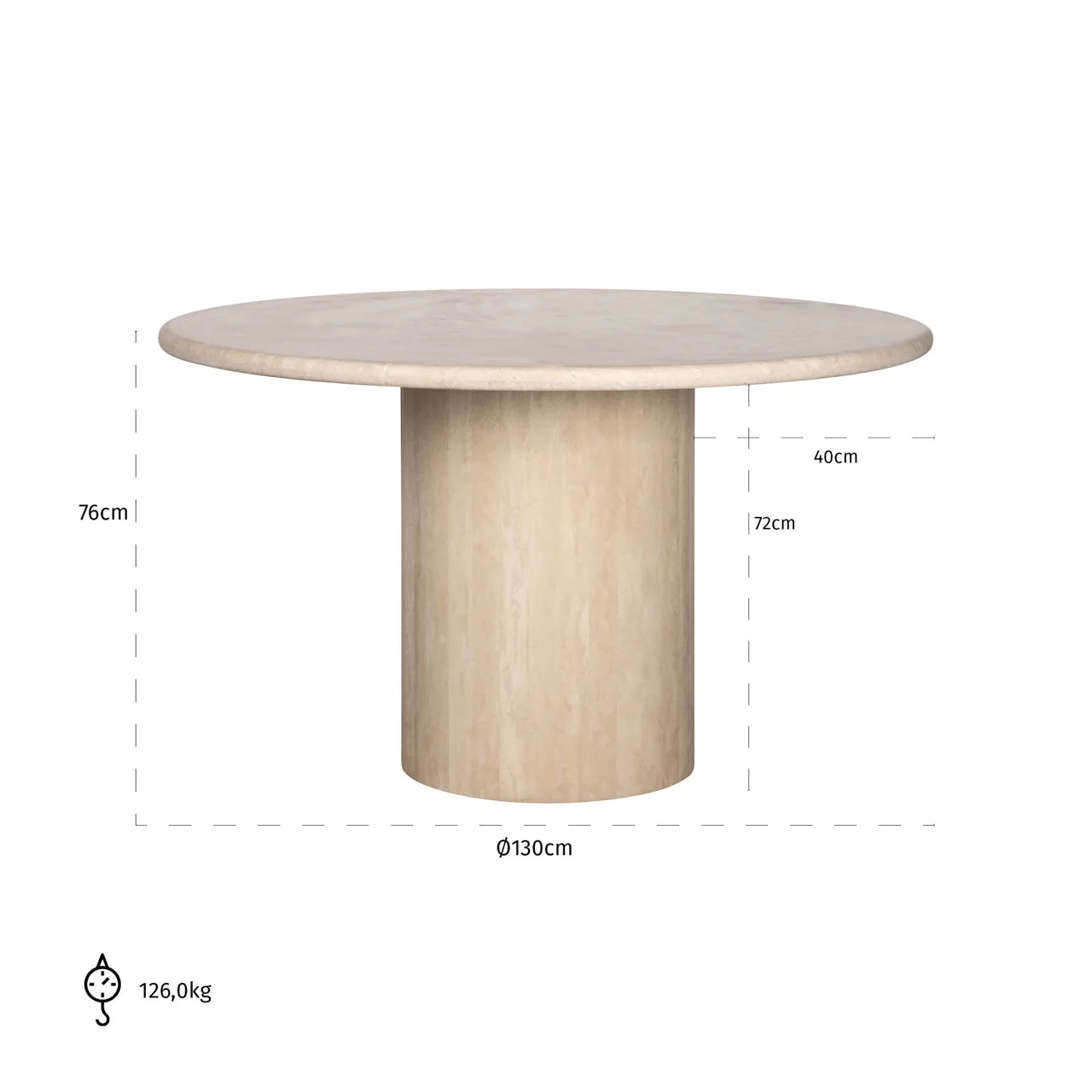 Richmond Interiors Renaissance Italian Travertine Beige Round Dining Table