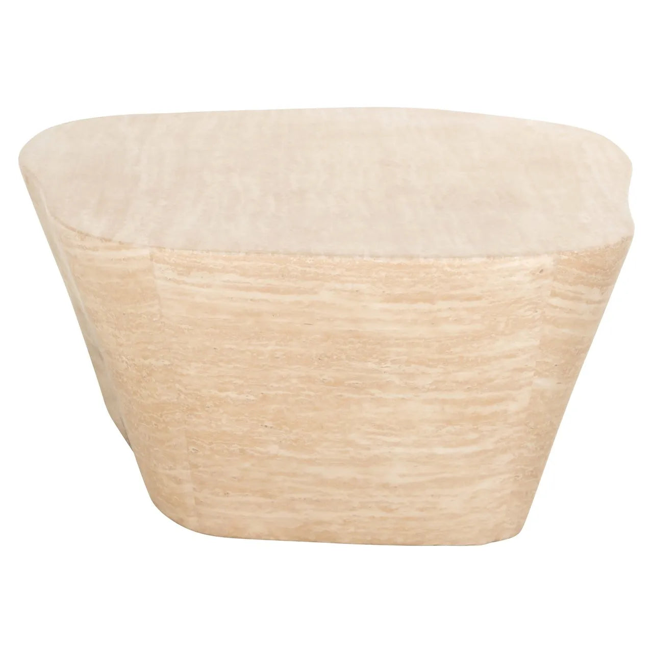 Richmond Interiors Fictus Beige Travertine Abstract Rounded Coffee Table