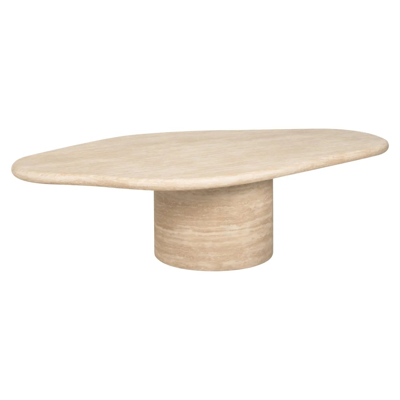 Richmond Interiors Fictus Beige Travertine Abstract Oval Coffee Table