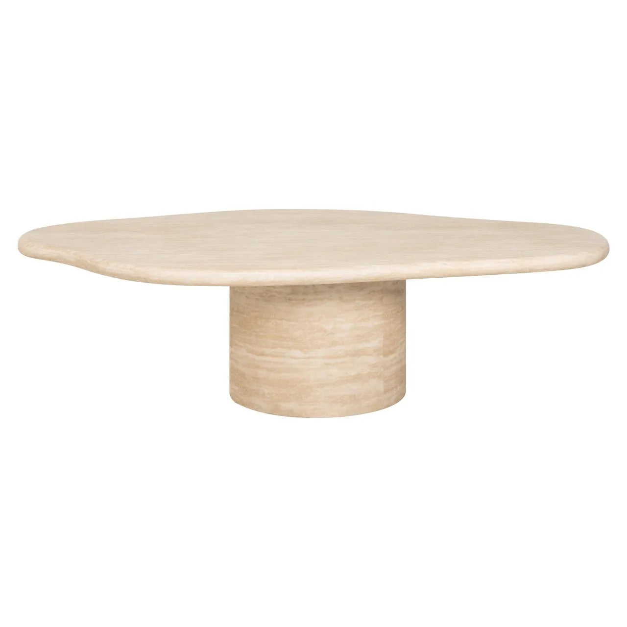 Richmond Interiors Fictus Beige Travertine Abstract Oval Coffee Table
