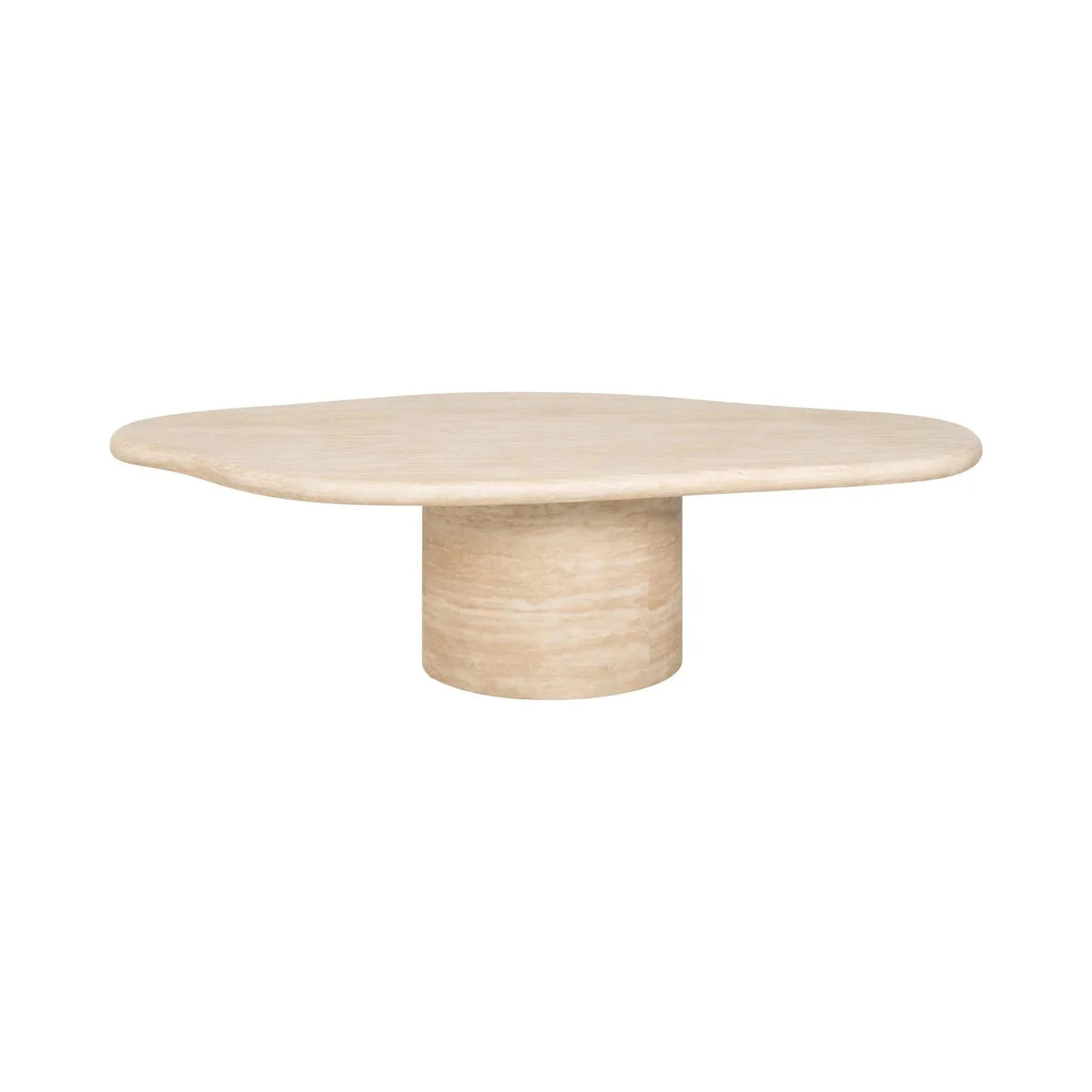 Richmond Interiors Fictus Beige Travertine Abstract Oval Coffee Table