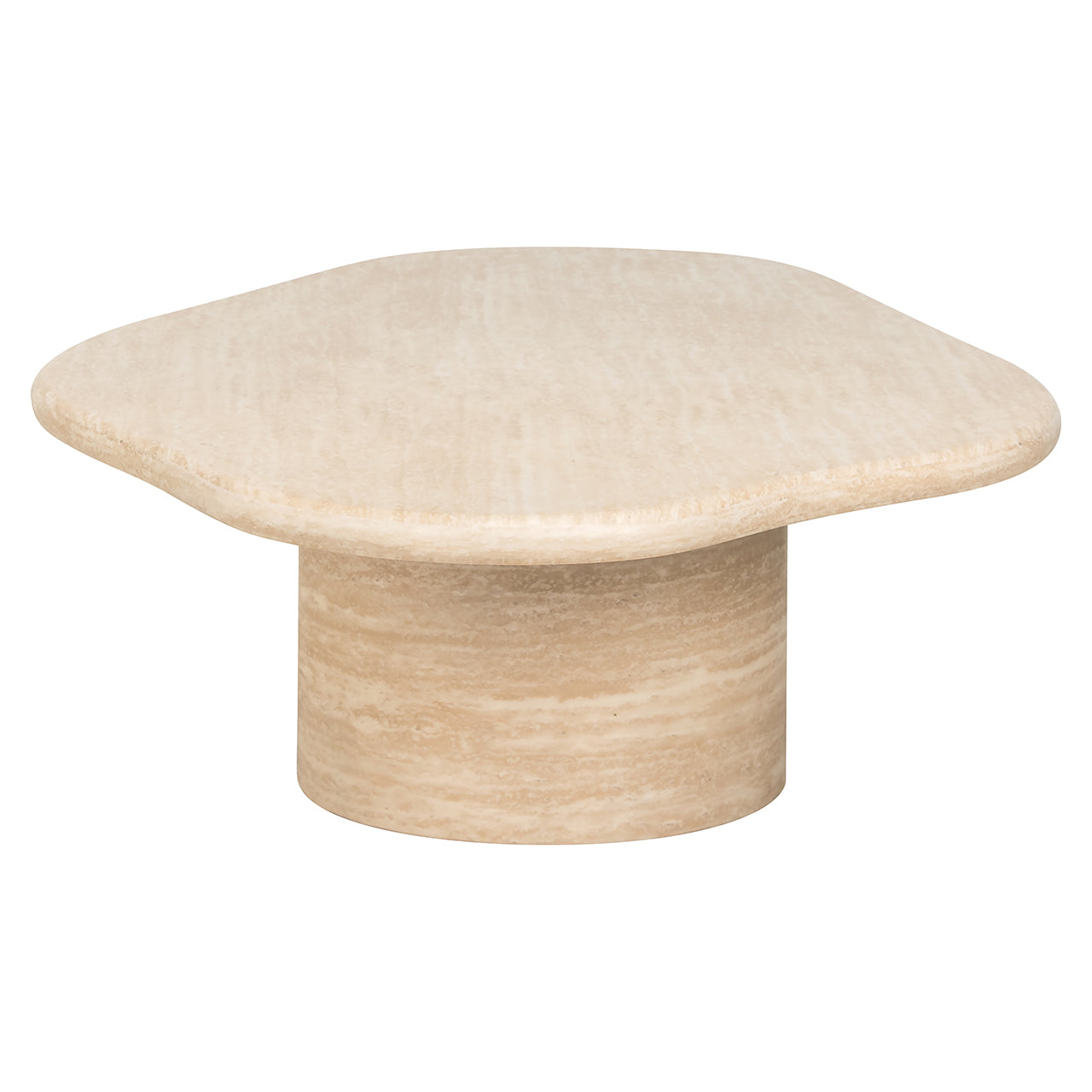 Richmond Interiors Fictus Beige Travertine Abstract Oval Coffee Table