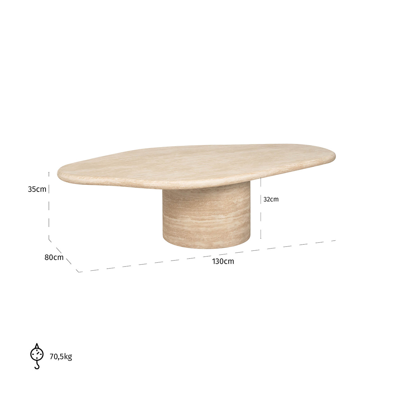 Richmond Interiors Fictus Beige Travertine Abstract Oval Coffee Table