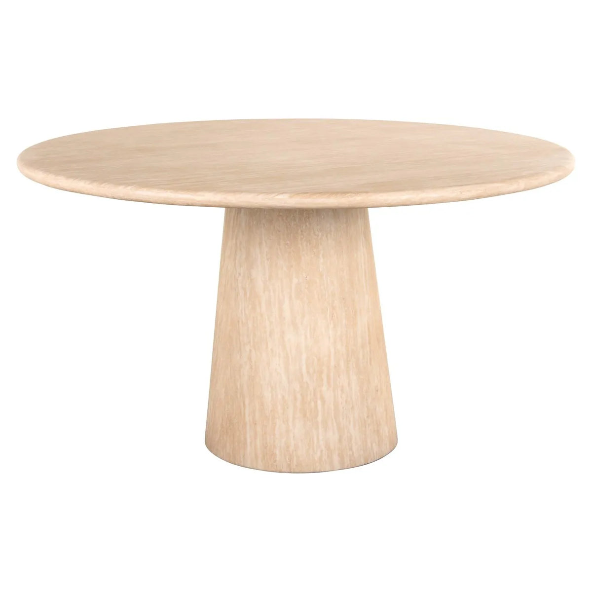 Richmond Interiors Fictus Beige Travertine Round Dining Table | 4-6 Seater