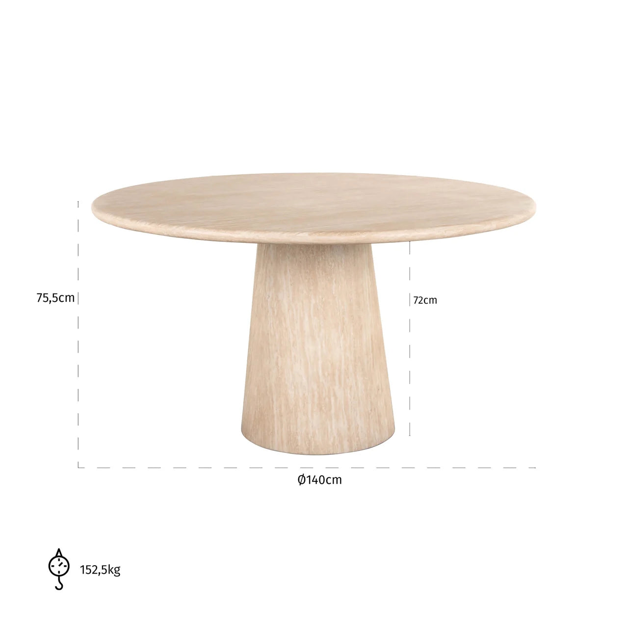 Richmond Interiors Fictus Beige Travertine Round Dining Table | 4-6 Seater