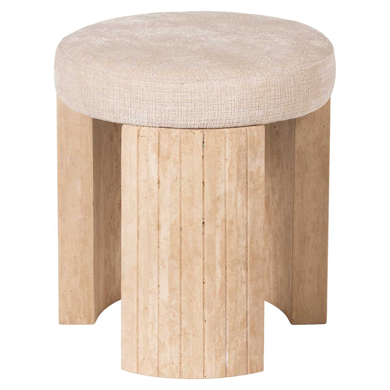 Pouffe Gallice natural beige travertine (Beige)