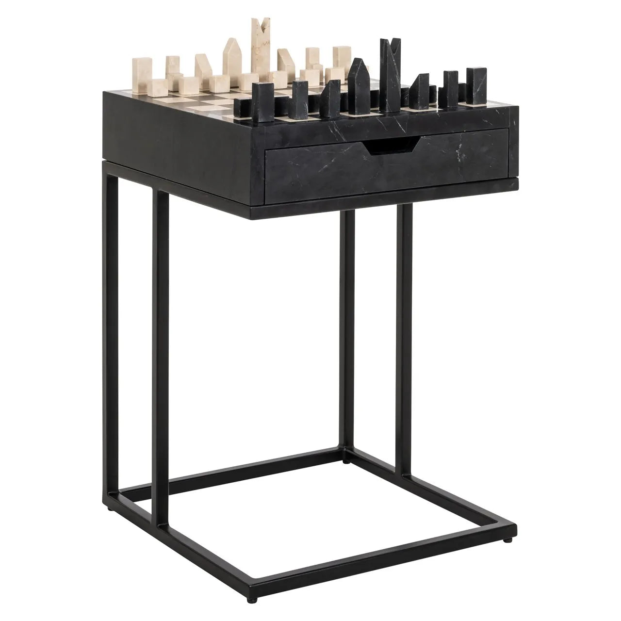 Richmond Interiors Davos Black Chessboard Side Table