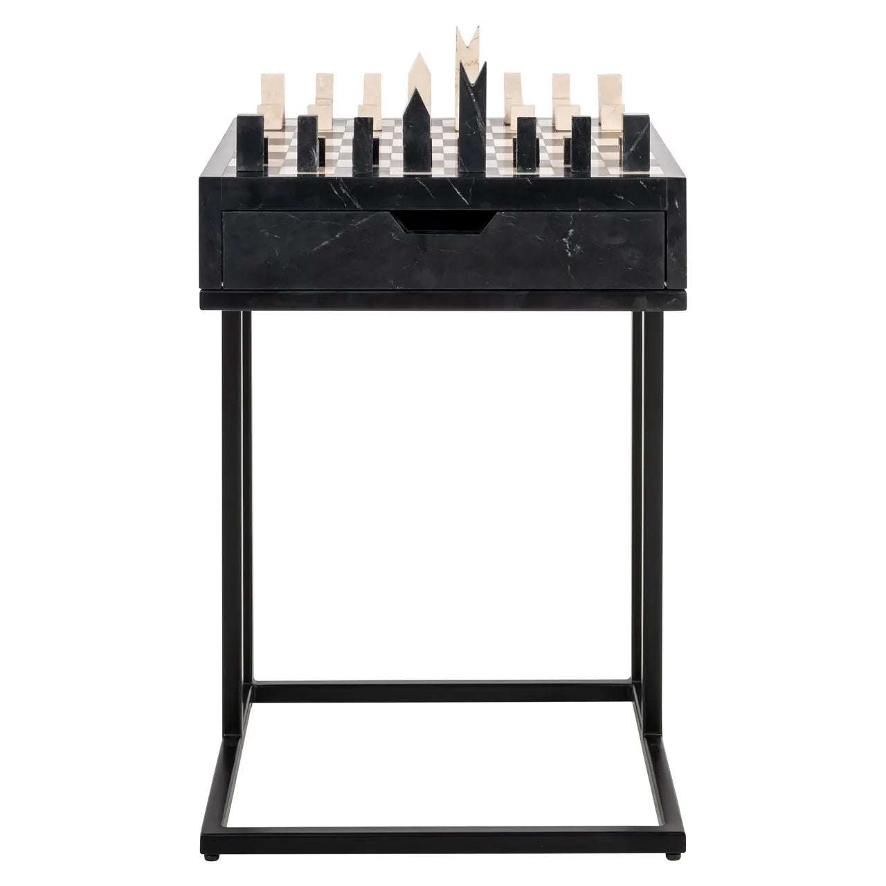 Richmond Interiors Davos Black Chessboard Side Table