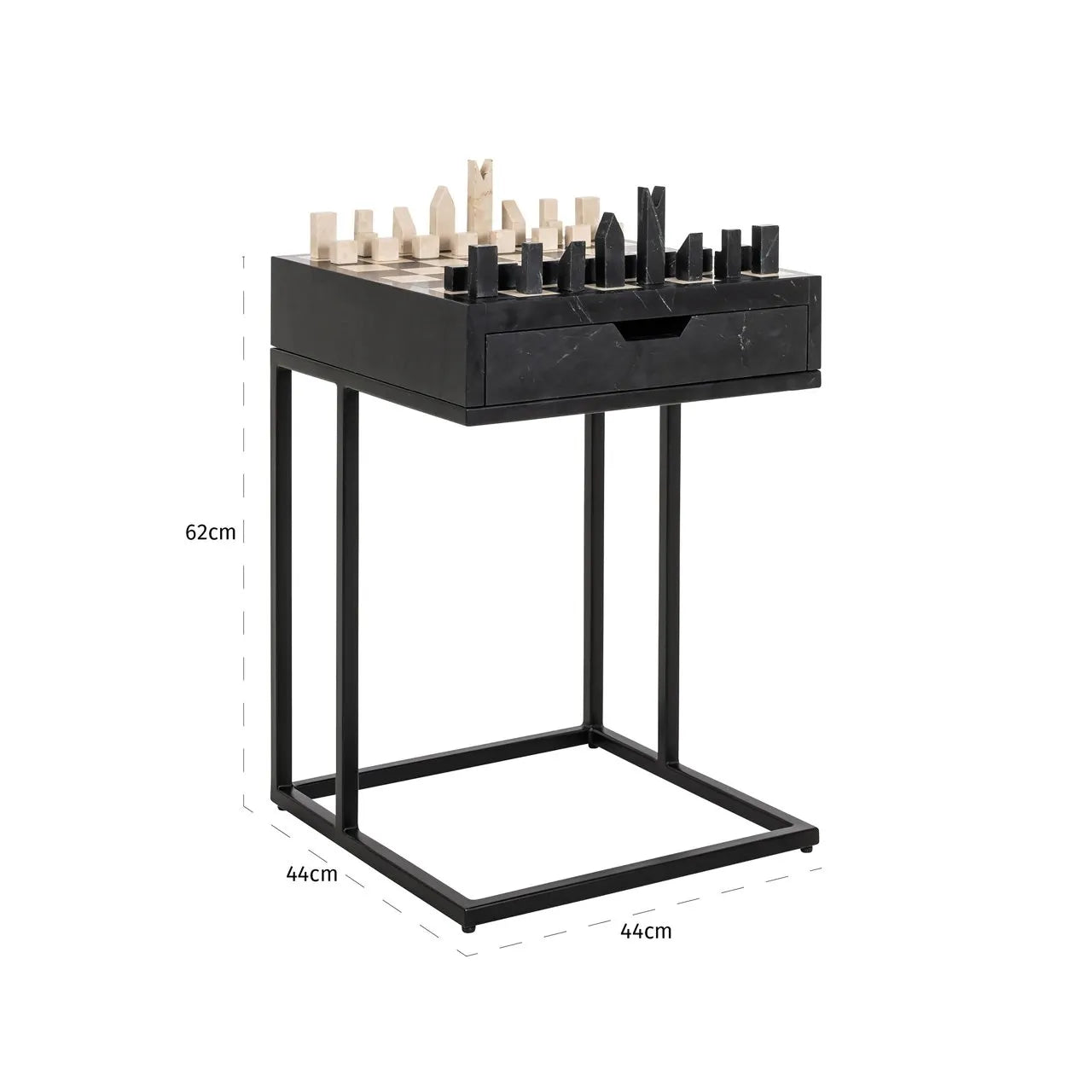 Richmond Interiors Davos Black Chessboard Side Table