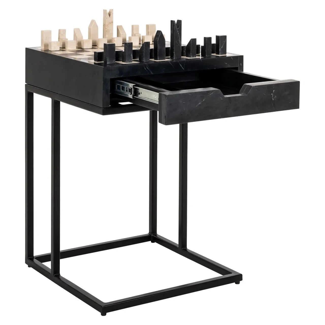 Richmond Interiors Davos Black Chessboard Side Table